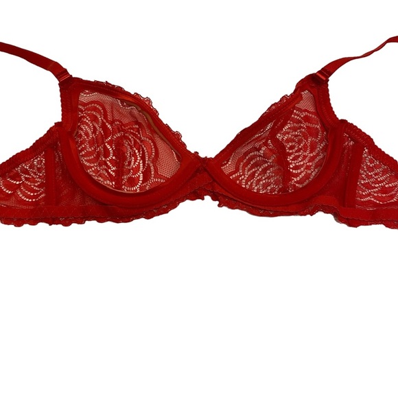 Lace Lingerie Bra/Bralettes Red & Nude Size Small - Picture 4 of 11